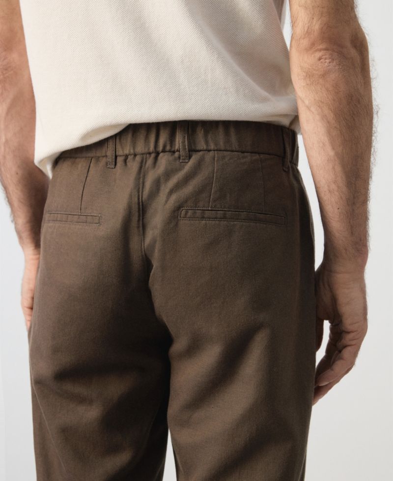 Men's Slim-Fit Cropped Cotton-Linen Pants