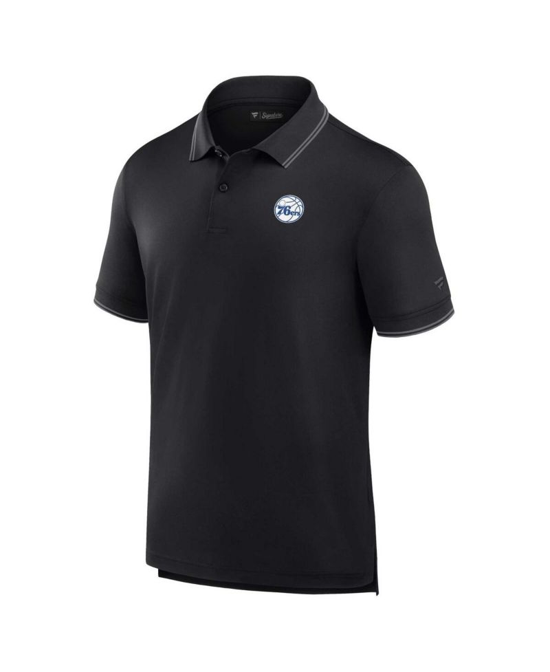 Men's Black Philadelphia 76ers Front Office Pique Polo Shirt