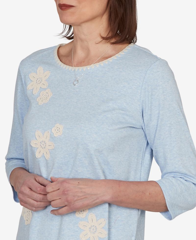Women's Camden Market Floral Stitches Heathered Knit Top