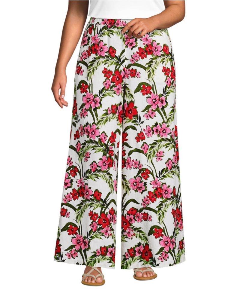 Women's Linen High Rise Palazzo Pants - Set Bottom