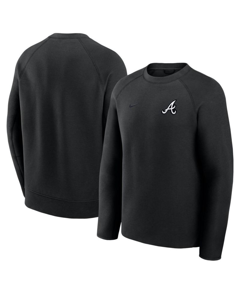 Men's Black Atlanta Braves Tech Fleece Raglan Sweatshirt