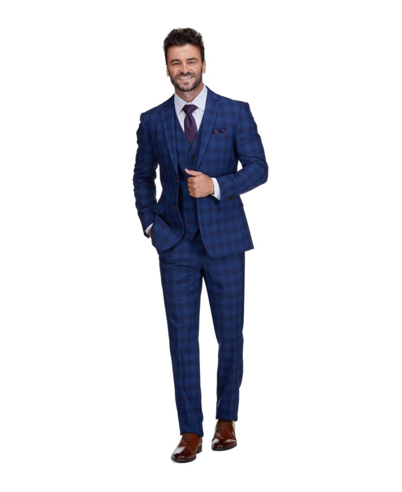 Men's 3-Piece Slim Fit Check Suit