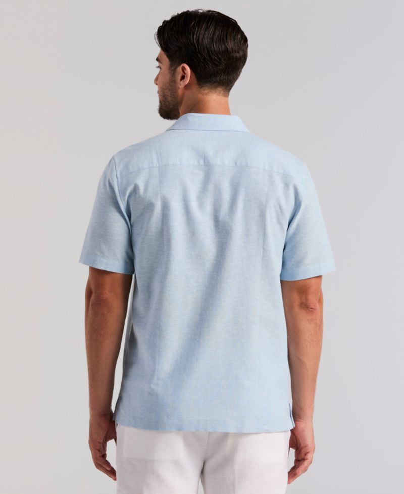 Men's Linen Slub Texture Panel Classic-Fit Shirt