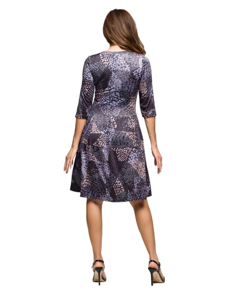 Women's Three Quarter Sleeve Fit and Flare Dress