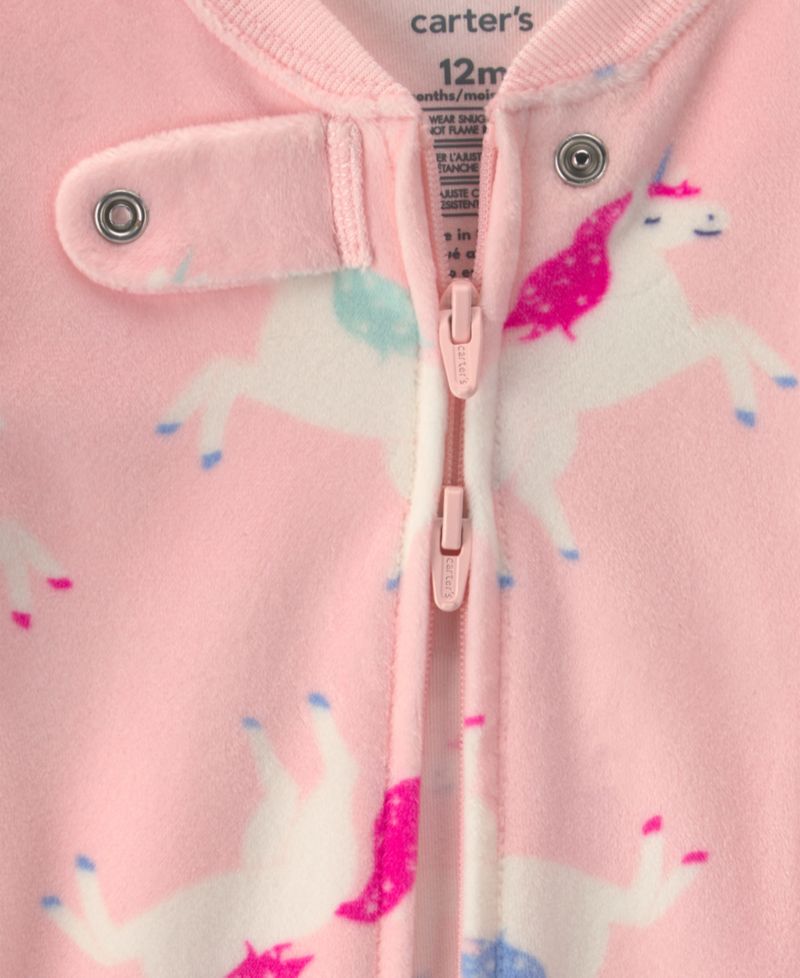 Carters Baby Girls' Unicorn 2-Way Zip Dream Plush Snug-Fit Footed Pajama