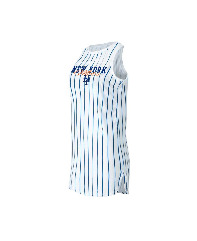 Women's White New York Mets Reel Pinstripe Knit Sleeveless Nightshirt