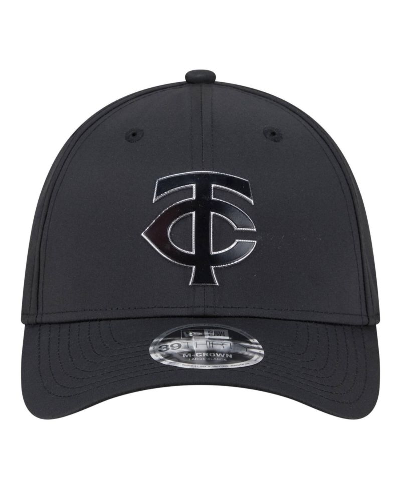 Men's Black Minnesota Twins Metallic 39THIRTY M-Crown Flex Hat