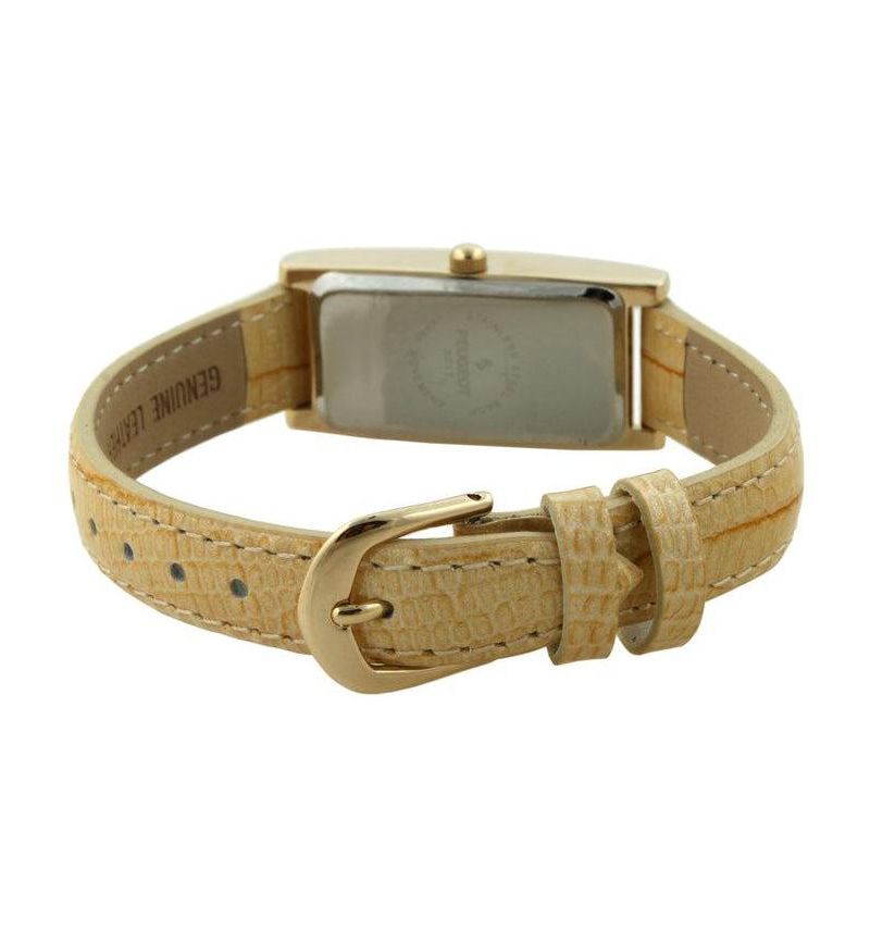 Women 35x18mm Rectangular Watch Glossy Tan Leather Strap