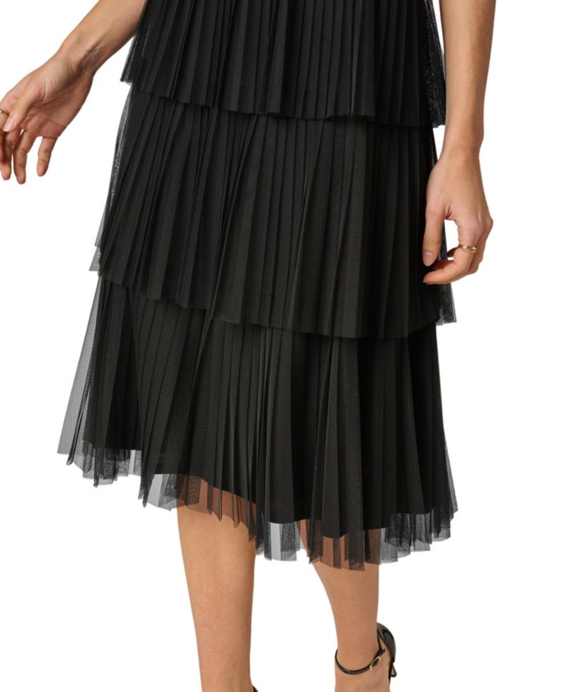 Women's V-Neck Mesh Midi Dress