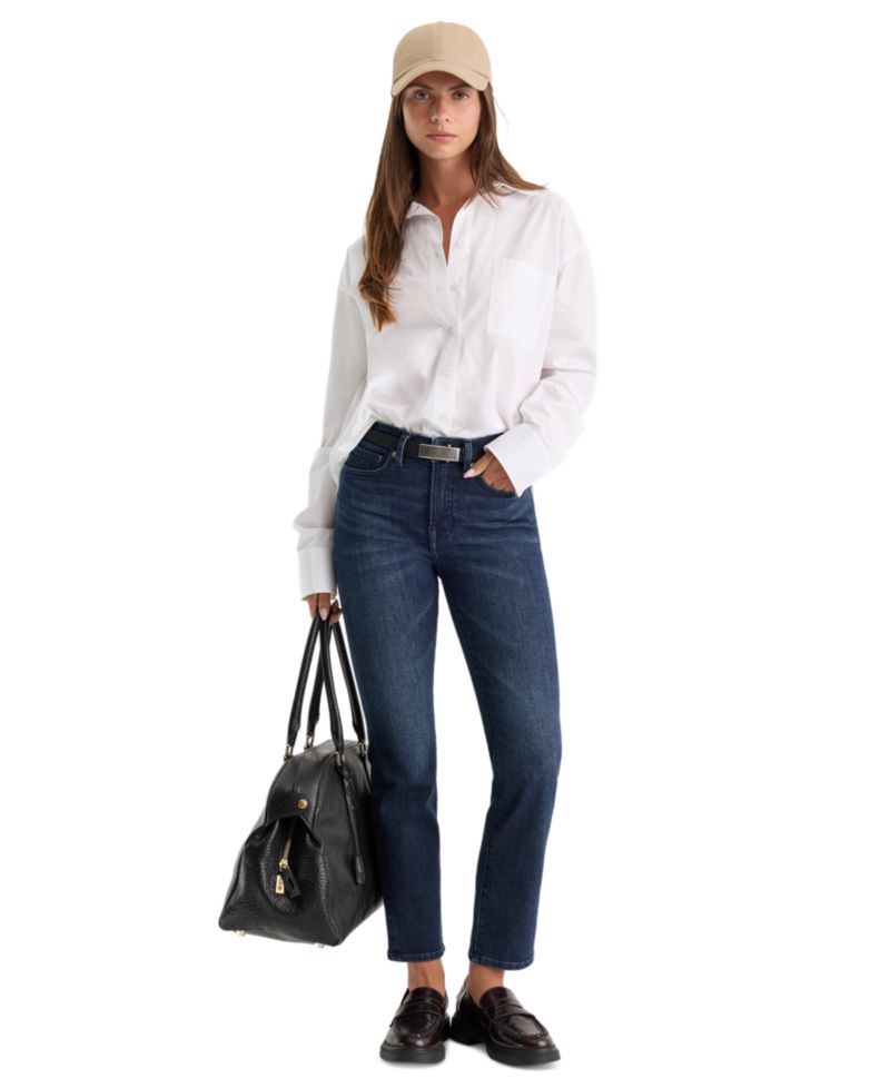 Petite Mid-Rise Straight Ankle Jeans
