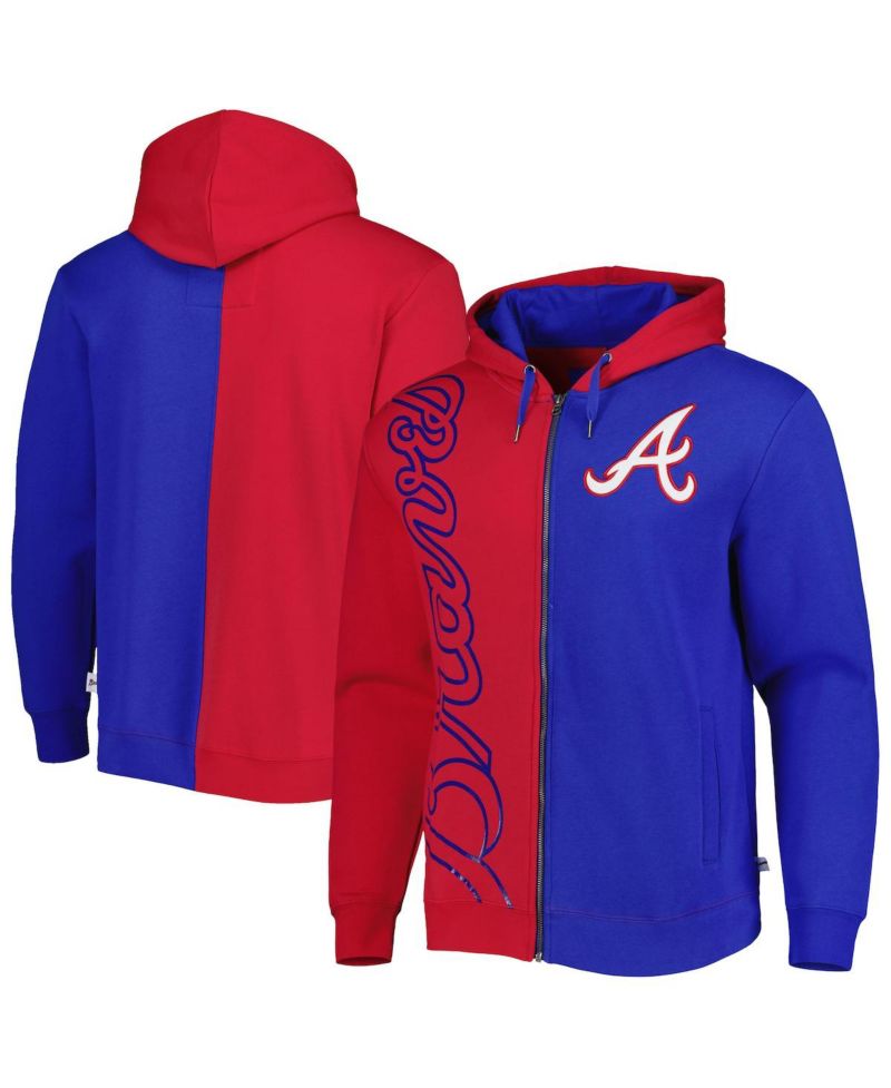 Men's Red, Royal Atlanta Braves Fleece Full-Zip Hoodie
