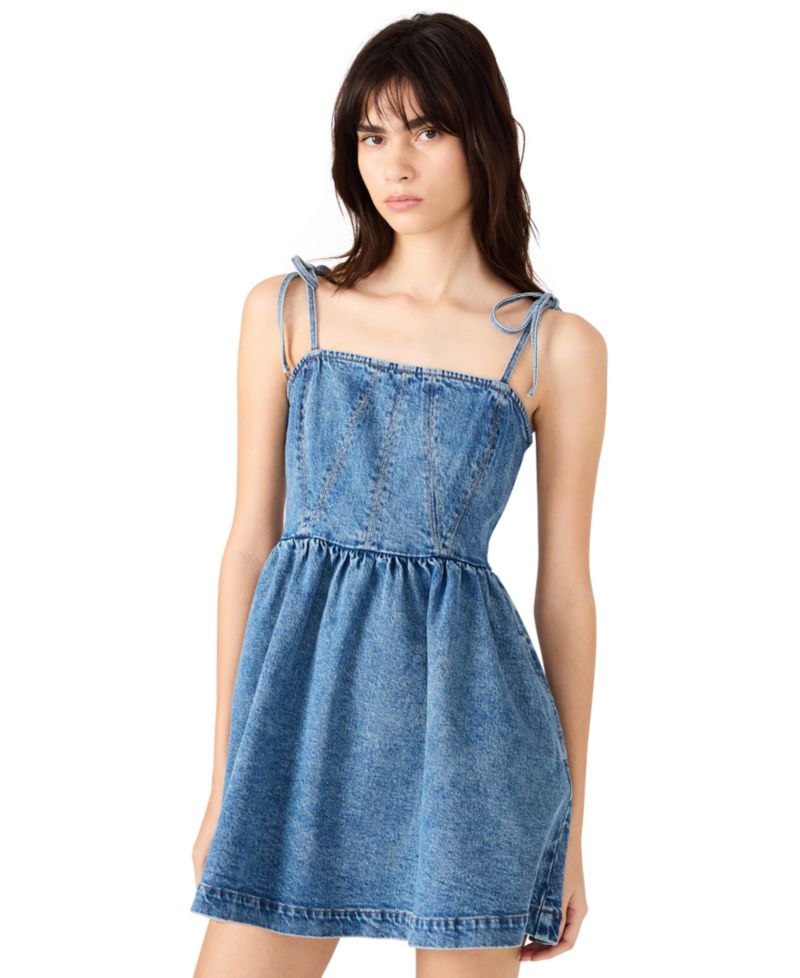 Women's Meaghan Sleeveless Square Neck Denim Mini Dress