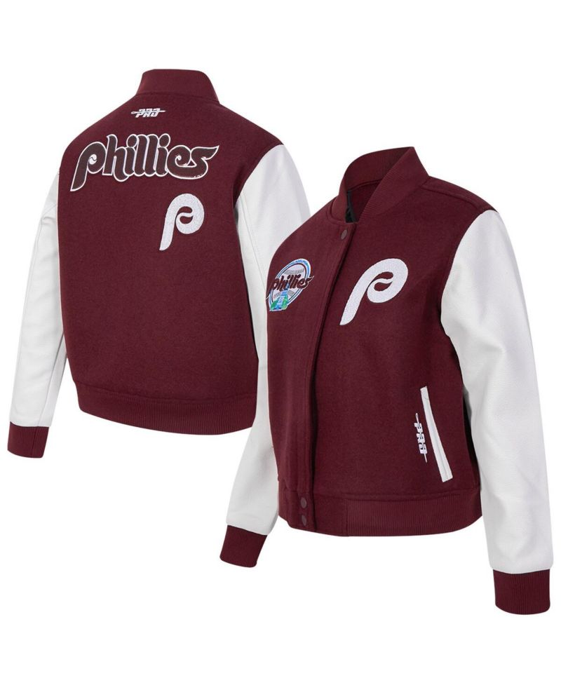 Women's Burgundy Philadelphia Phillies Game Day Classics Wool Varsity Jacket