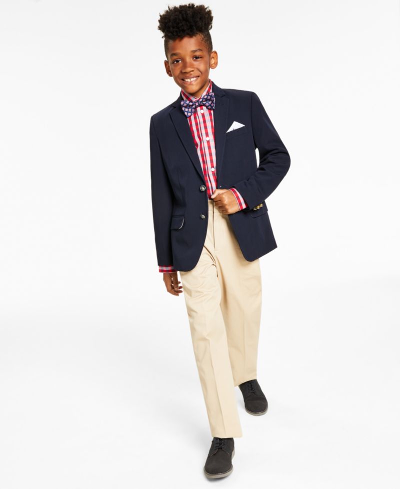 Big Boys Blazer, Plaid Shirt, Pants & Bowtie Separates