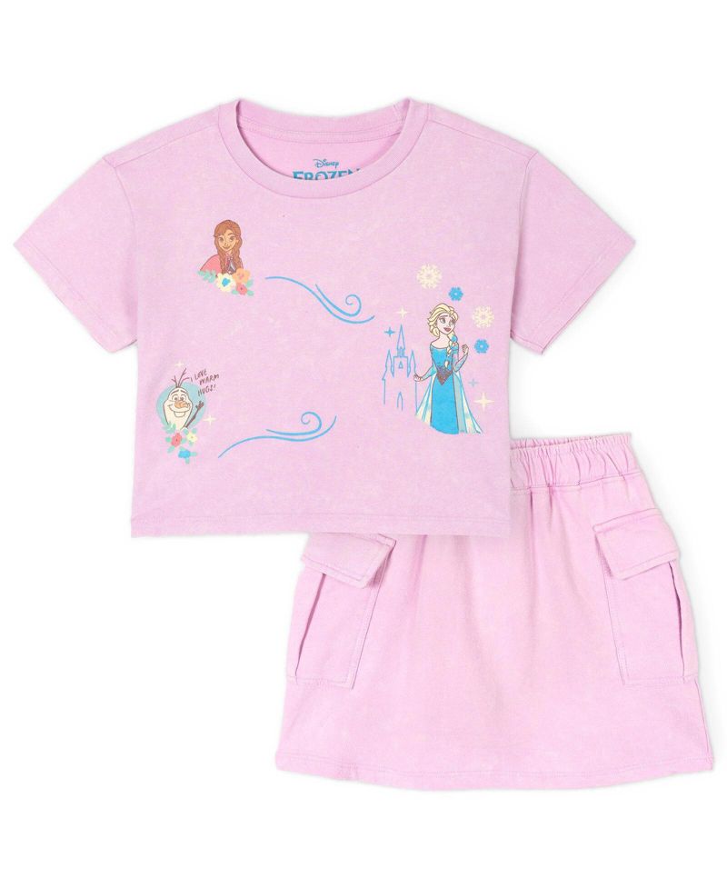 Girls' 4-16 Graphic Mineral Wash Jersey Tee and Skort, 2-Piece Set