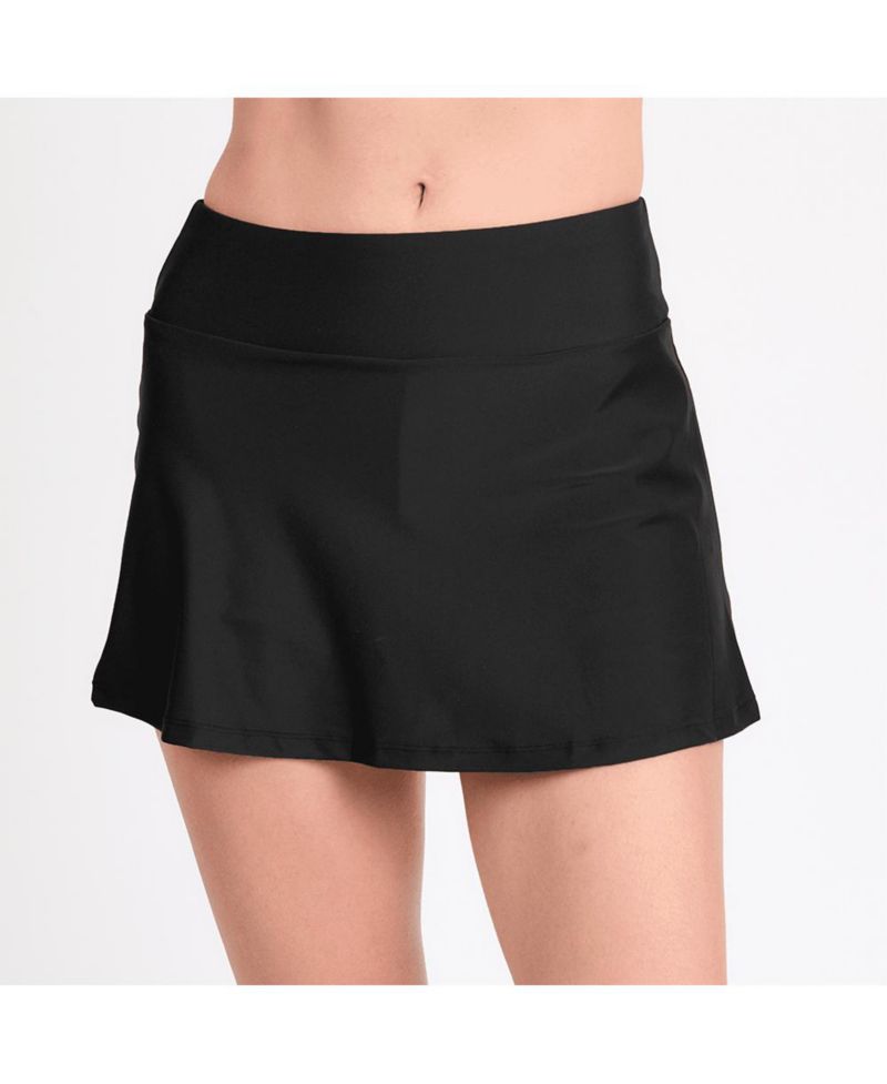 Women's Chlorine Resistant High Waisted Mini Swim Skirt With Shorts