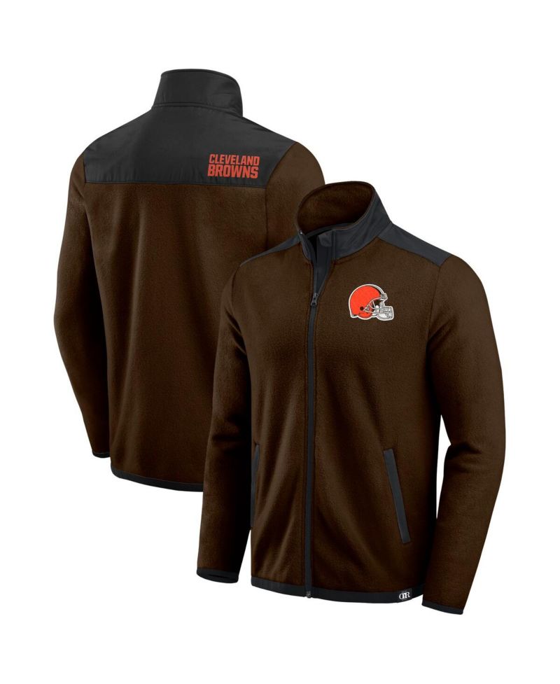 Darius Rucker Collection by Men's Brown Cleveland Browns Color Block Polar Fleece Full-Zip Jacket