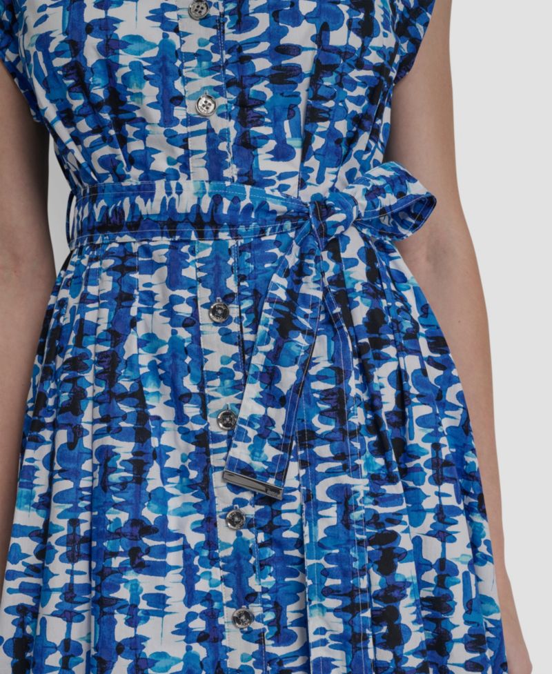 Women's Extended Button-Front Collared Cotton Midi Dress