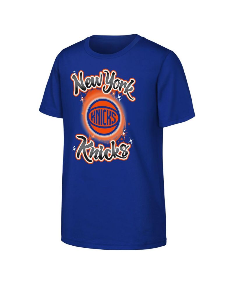 Big Boys and Girls Blue New York Knicks Air Brush T-Shirt