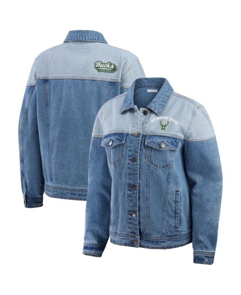 Women's Blue Milwaukee Bucks Full-Button Denim Jacket