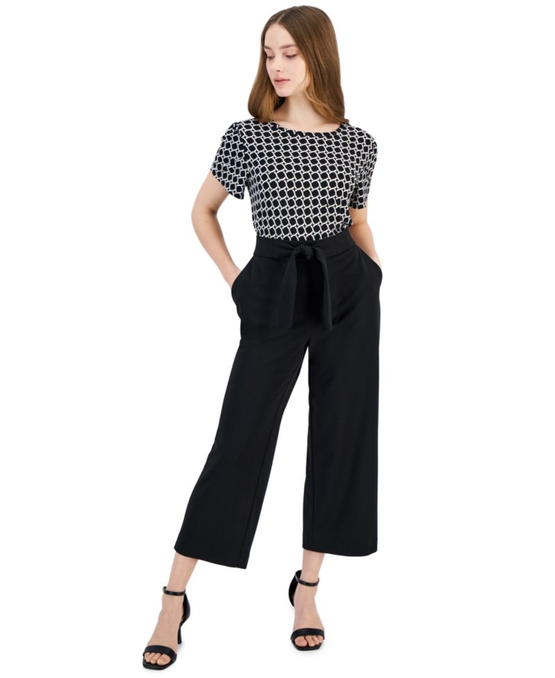 AK Anne Klein Petite Tie-Front Pull-On Wide-Leg Pants