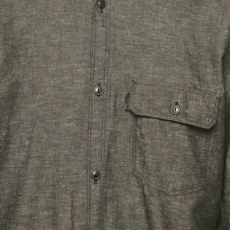 Men's Brit Dark Grey Cotton Blend Button Front Shirt
