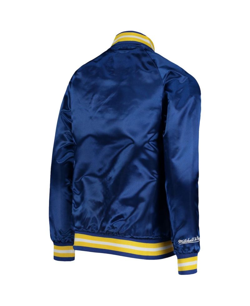 Big Boys Royal Golden State Warriors Hardwood Classics Satin Raglan Full-Snap Jacket