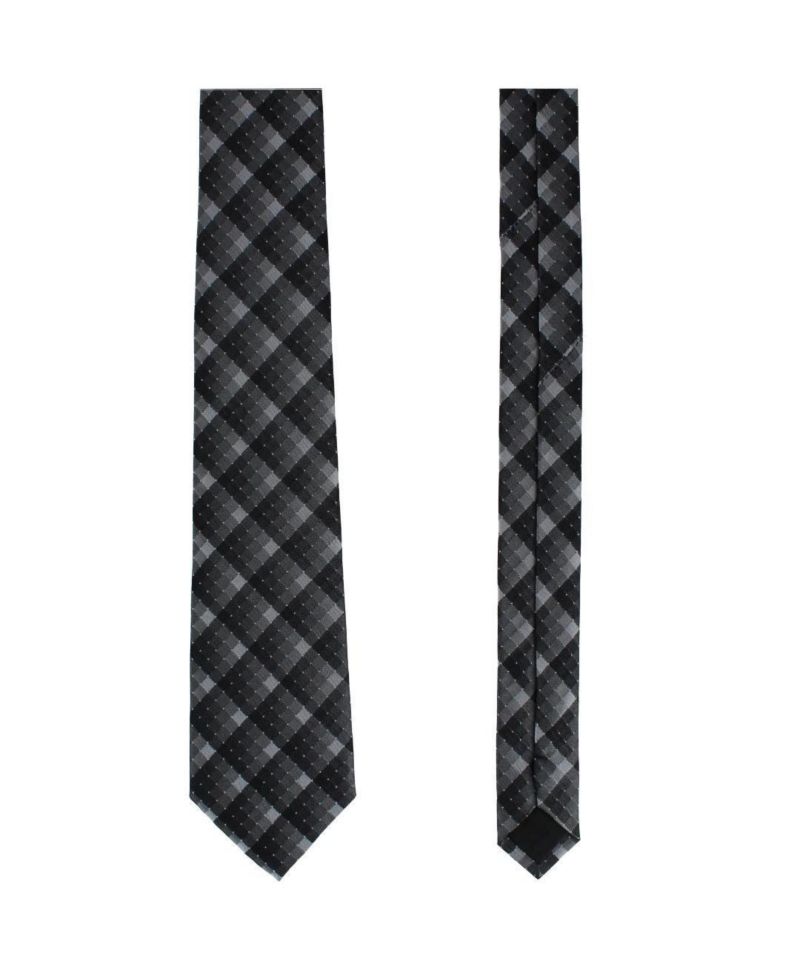 Men's Falcon Grey and Silver Micro Square Business Silk Necktie