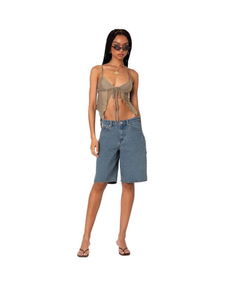 Women's Patchwork Lacey Mesh Top