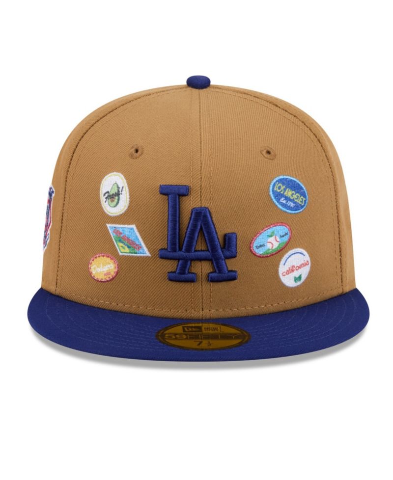 Men's Tan Los Angeles Dodgers Fruit Sticker 59FIFTY Fitted Hat
