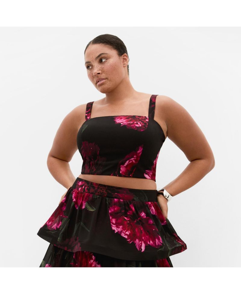 Women's Plus Size Bianka Bloom Print Crop Top