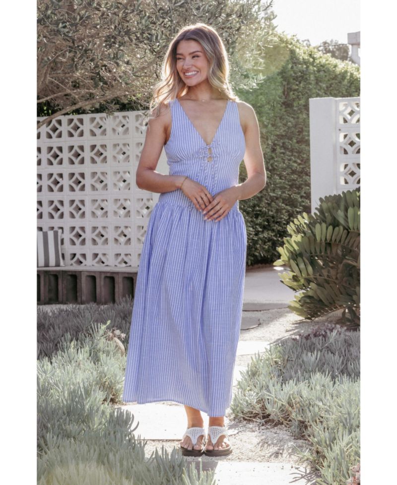 Women's Vanessa V-Neck Striped Maxi Dress