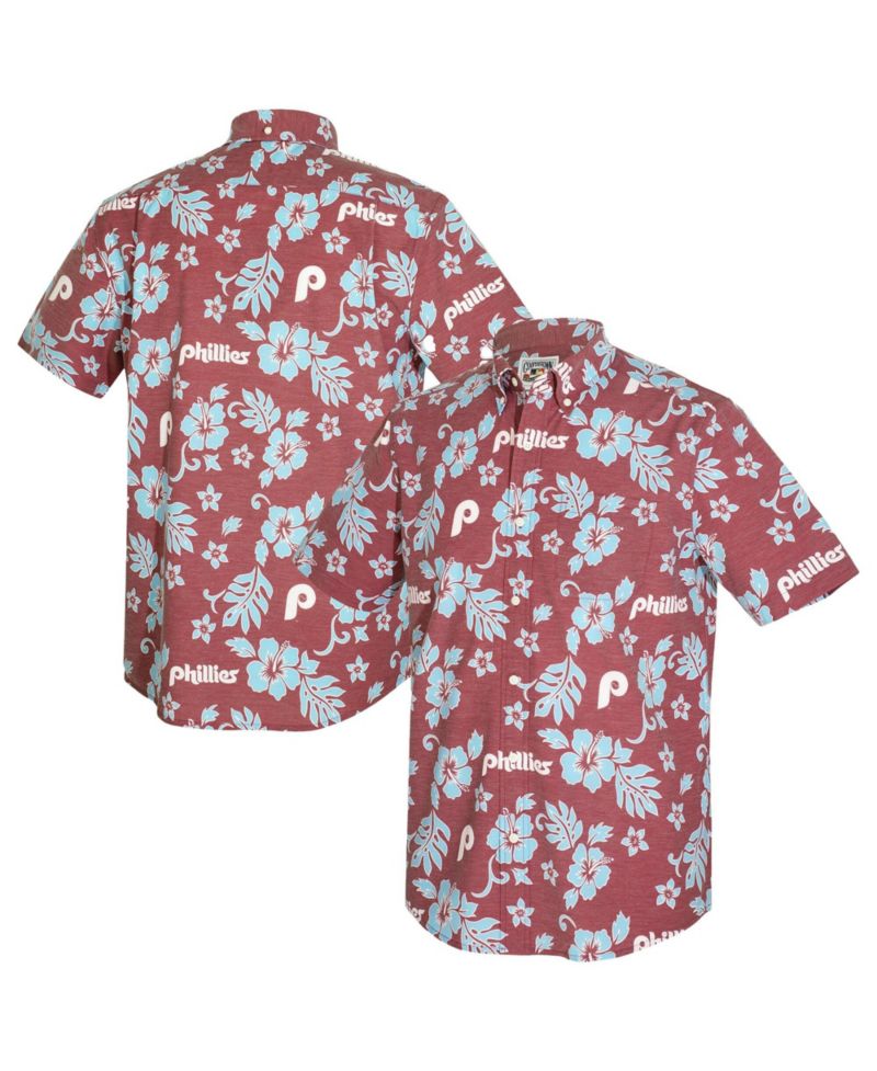 Men's Maroon Philadelphia Phillies Cooperstown Kekai Performance Button-Down Tri-Blend Shirt