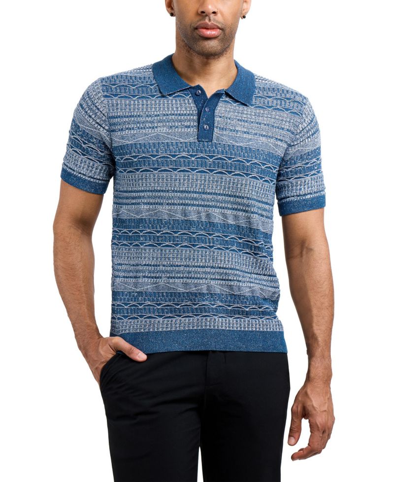 Men's Allover Jacquard Sweater Polo