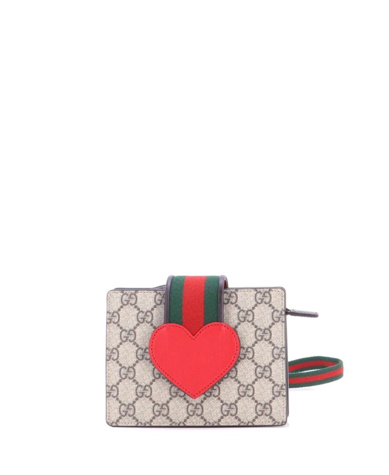 Children's Web Heart Shoulder Bag GG Coated Canvas