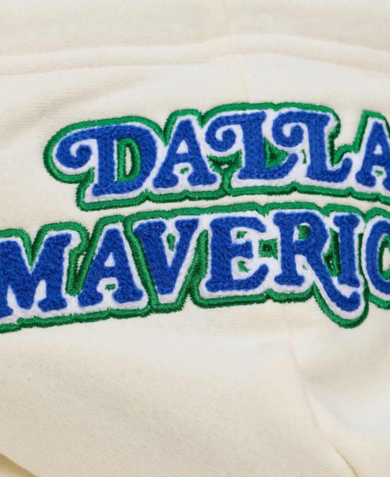 Men's Cream Dallas Mavericks Hardwood Classics Chainstitch Premium Fleece Hoodie