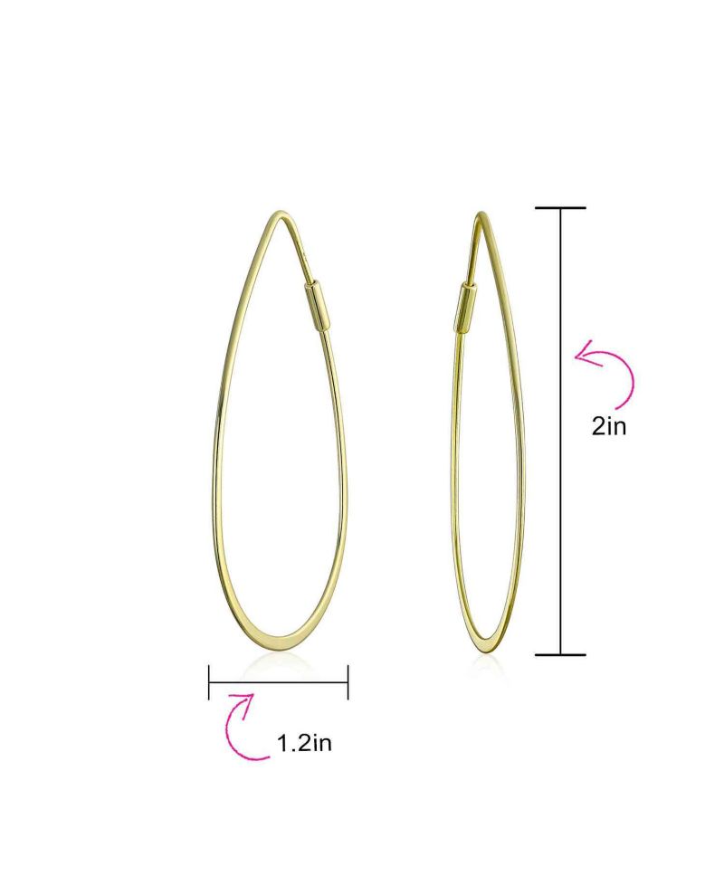 Timeless Endless Thin Big Oval Hoop Earrings Gold Plated Sterling Silver