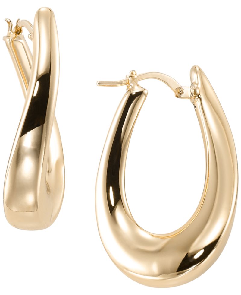 Wavy Hoop Earrings in 10k Yellow Gold
