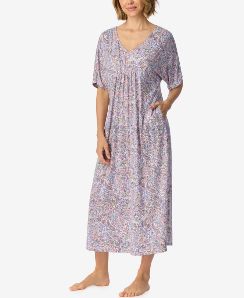 Women's V-Neck Pockets Nightgown