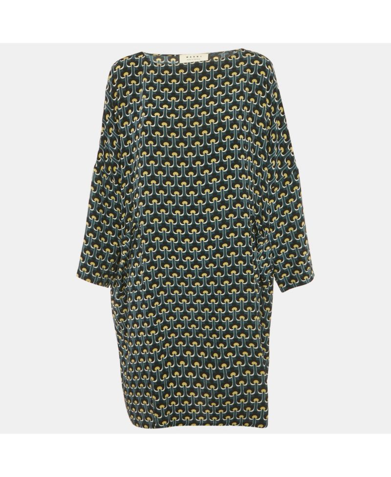 Women's Multicolor Printed Silk Loose Fit Short Dress