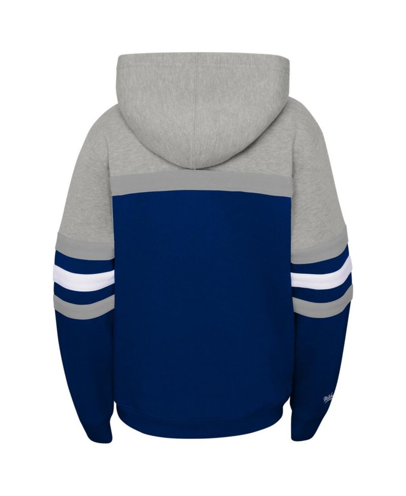 Big Boys and Girls Heather Gray/Navy New York Yankees Cooperstown Collection Head Coach Pullover Hoodie