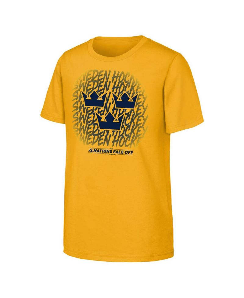 Big Boys and Girls Gold Sweden 2025 4 Nations Face-Off Game Time T-Shirt