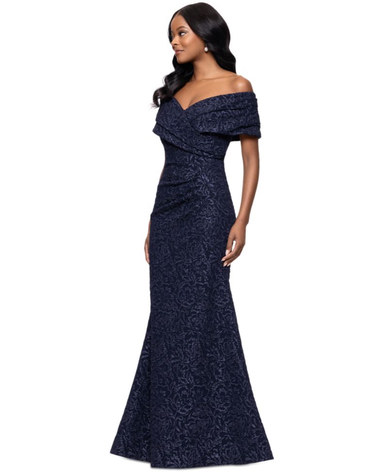 Women's Off-The-Shoulder Brocade Gown