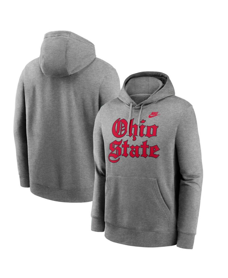 Men's Gray Ohio State Buckeyes Old English Fleece Pullover Hoodie