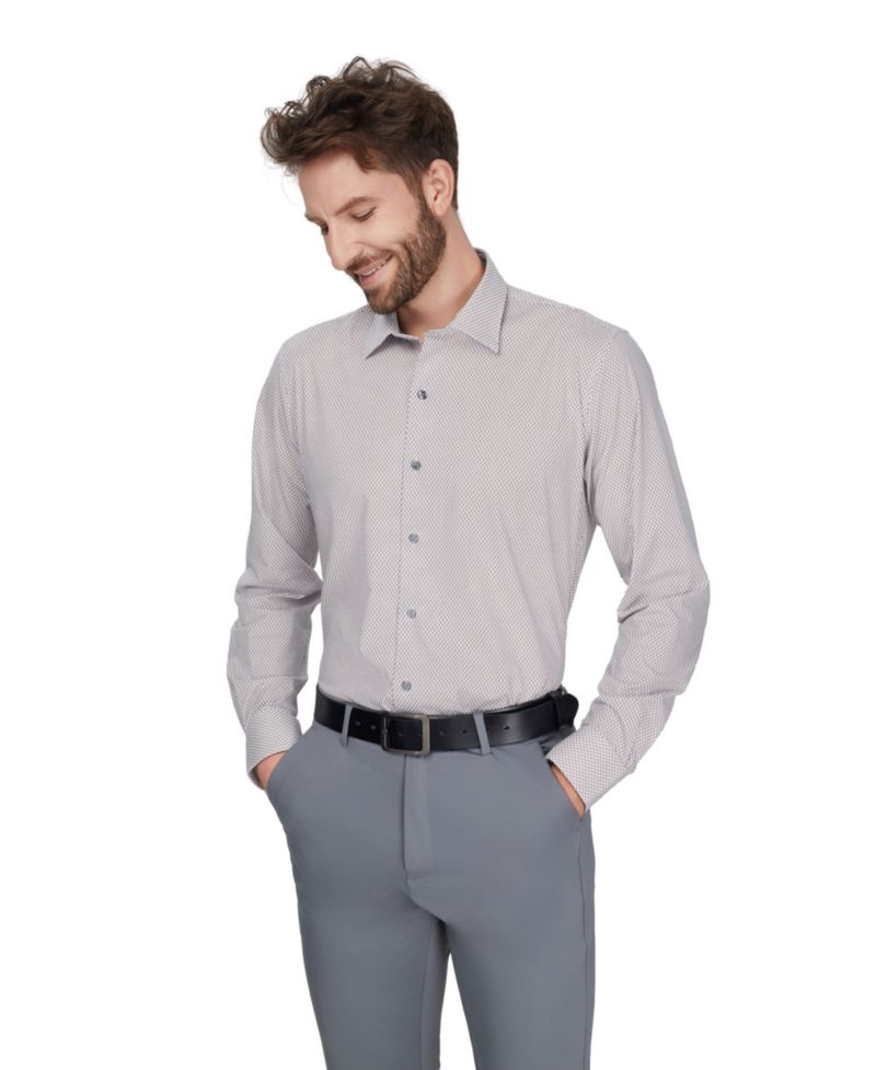 Men's Geometric Pattern Spread Collar Dress Shirt