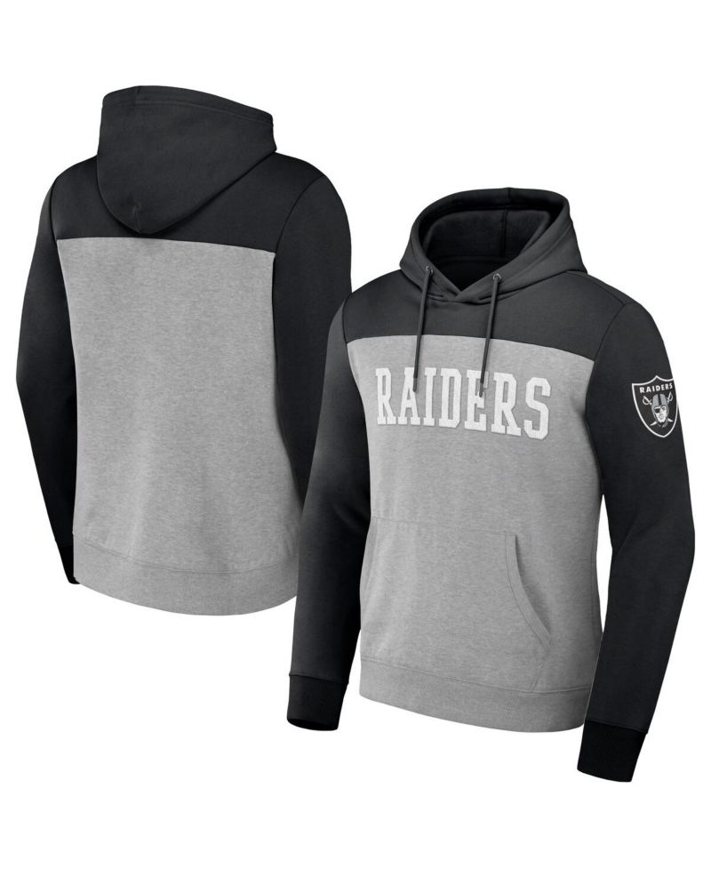Men's NFL x Darius Rucker Collection by Heather Gray Las Vegas Raiders Color Blocked Pullover Hoodie
