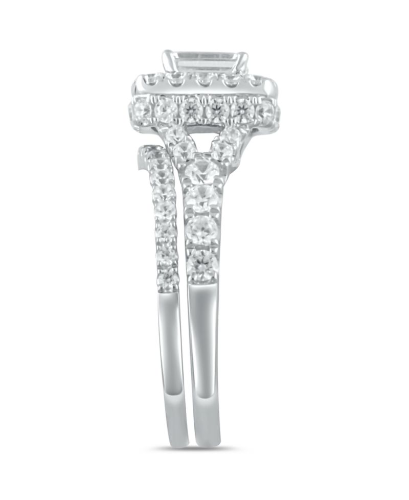 Diamond Halo Emerald Bridal Set (2. ct. t.w.) in 14k White, Yellow or Rose Gold