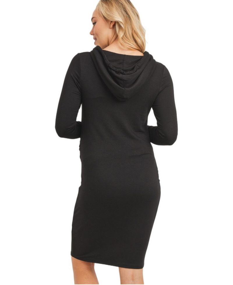 Women's Long Sleeve Side Ruched Hoodie Dress