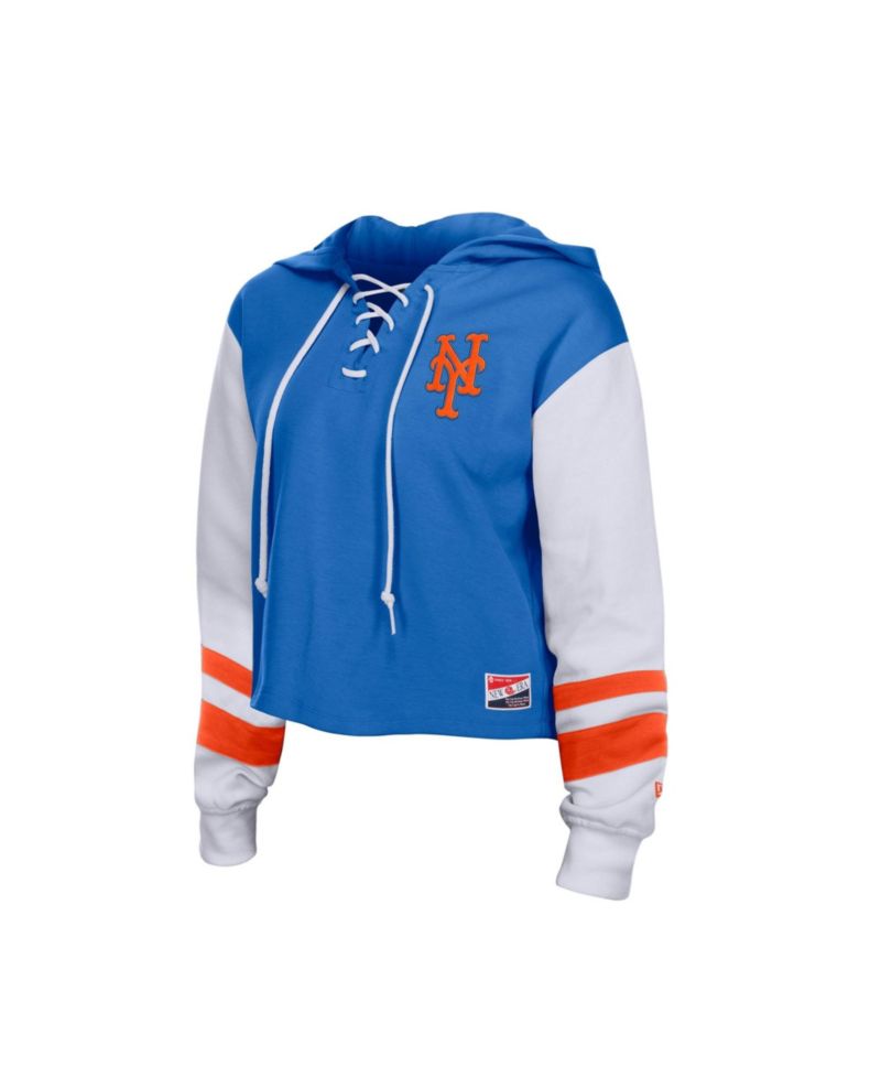 Women's New York Mets Boxy Cropped Lace-up Hoodie