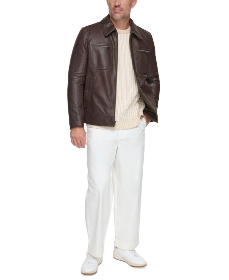 Men's Halen Genuine Pebbled Leather Trucker Jacket
